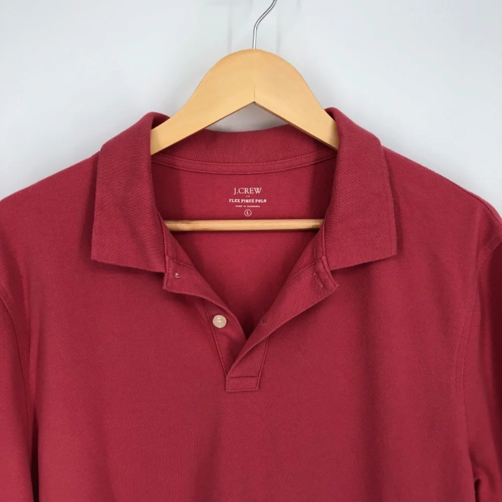 J Crew Mens Flex Pique Polo Shirt Size Large Pink‎ Short Sleeve